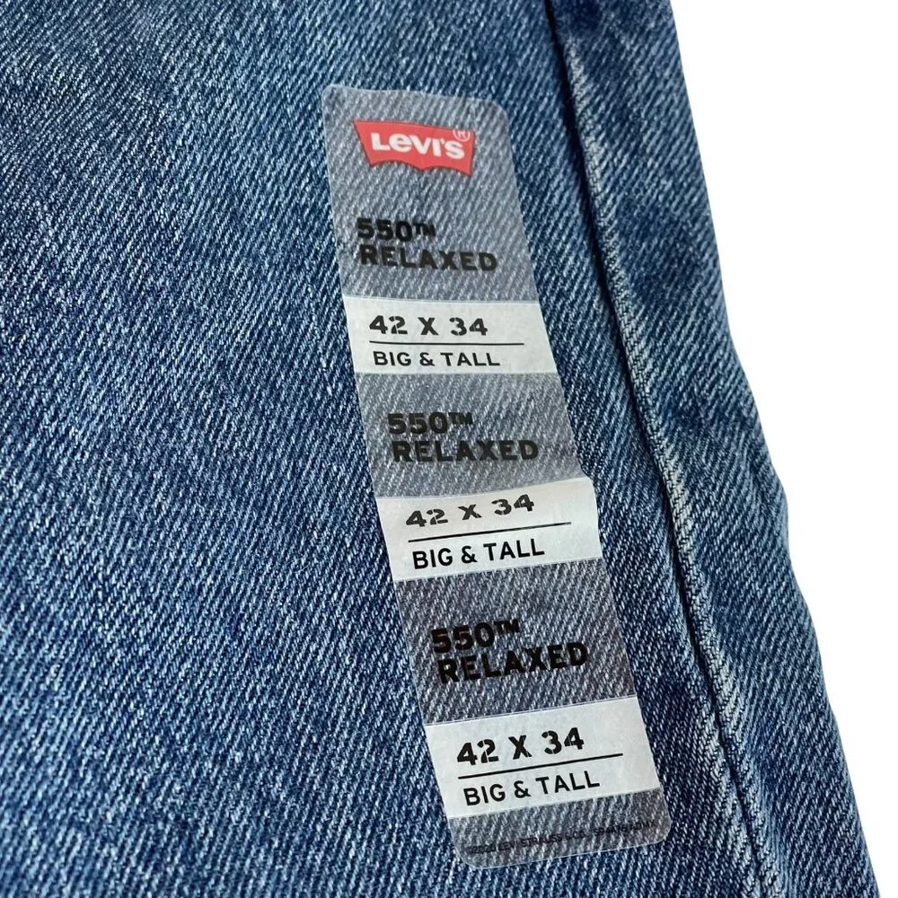 Levis 550 Relaxed Jeans Mens‎ 42 x 34 Big Tall Blue Pockets Straight